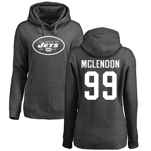 New York Jets Ash Women Steve McLendon One Color NFL Football 99 Pullover Hoodie Sweatshirts